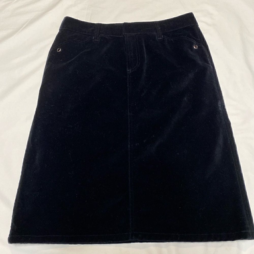 Polo Jeans Company Ralph Lauren Black Velvet Pencil Skirt - Size 2